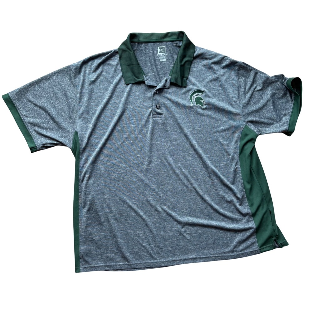 Pro Edge Michigan State Spartans Polo Shirt Mens 3XL Gray Green Golf - Picture 2 of 10